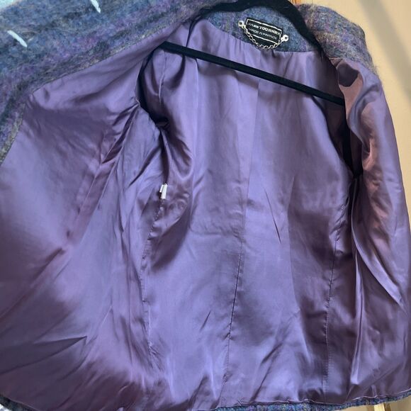 Jules Tournier Sz 6 Vtg Made France Purple Mohair Wool Linedz Mid Jacket Coat - Picture 6 of 11